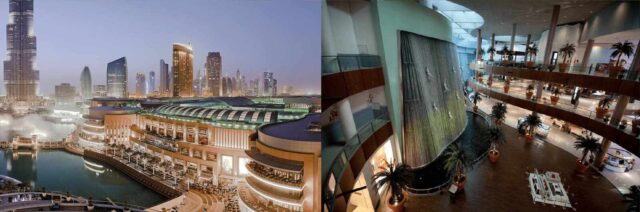 Dubai'deki güzel bir alışveriş merkezinin iki farklı görüntüsü.