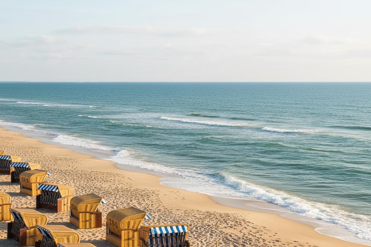 almanya’nın en güzel plajlarından birinin kumsal ve deniz görüntüsü
