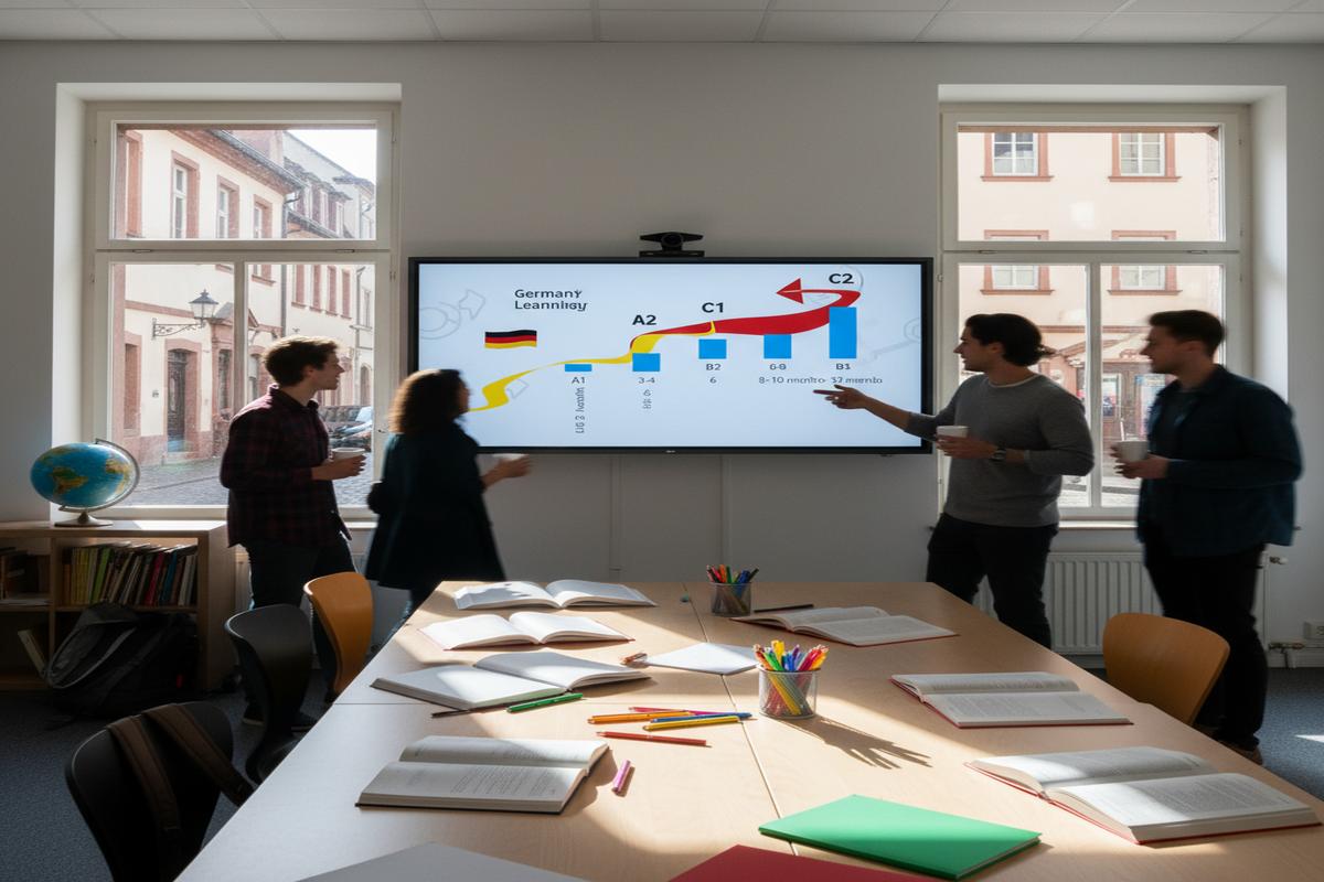 Almanya'da farklı seviyeler için dil eğitimi süresi tablosu