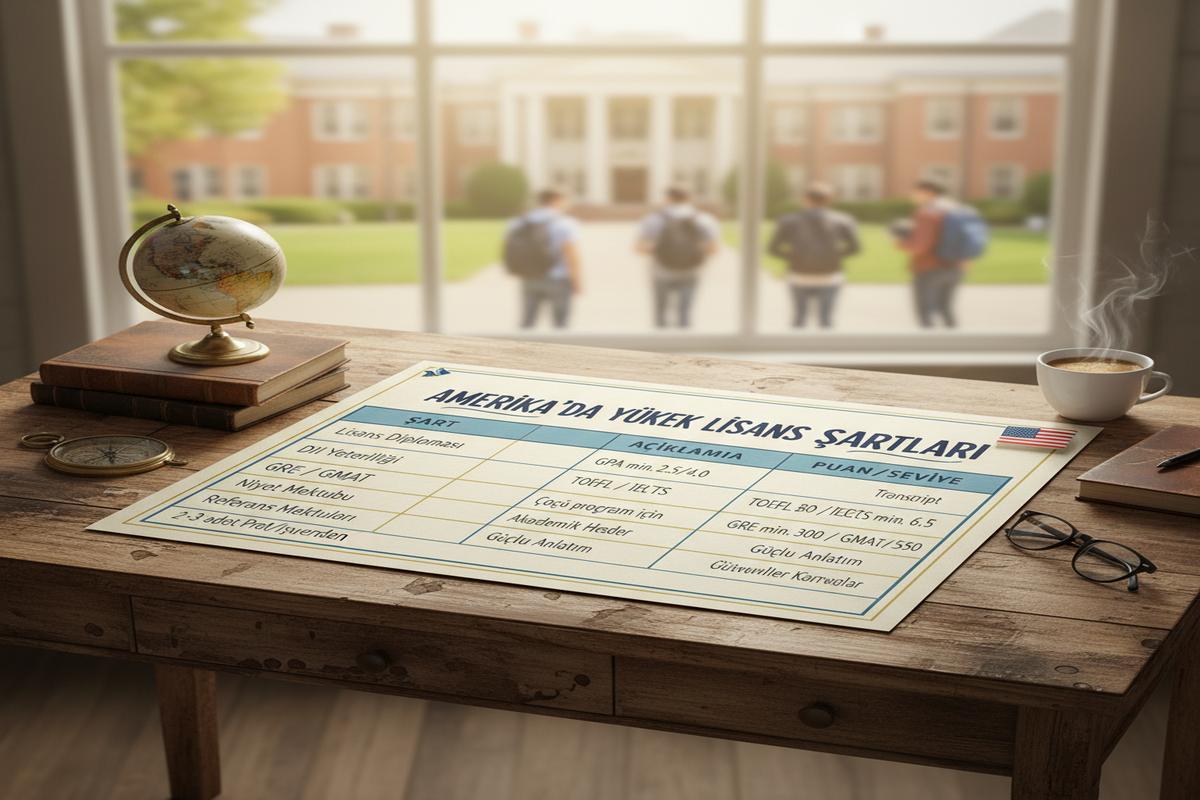 Amerika'da yüksek lisans şartlarını gösteren bilgi tablosu
