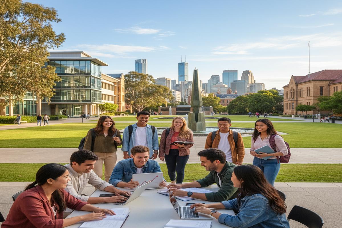 Avustralya'da üniversite kampüsünde eğitim alan öğrenciler