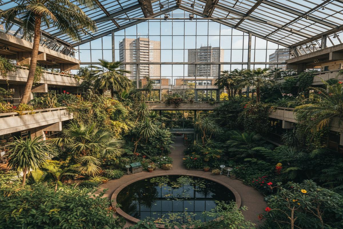 Barbican Conservatory binası ve içerisinde bulunan sanat alanları