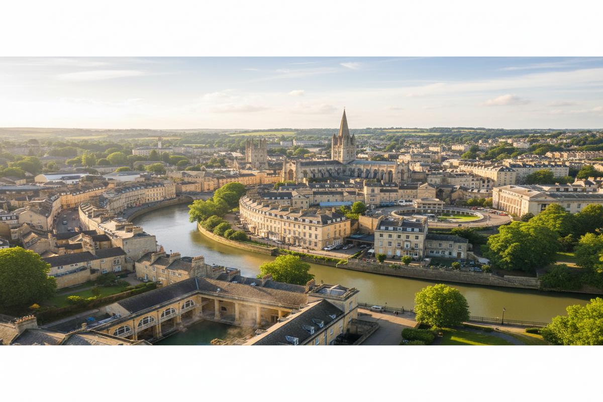 Bath şehrinde tarihi bir bina ve kaplıca