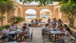 Bels Malta Dil Okulu kampüsünde İngilizce eğitimi alan öğrenciler