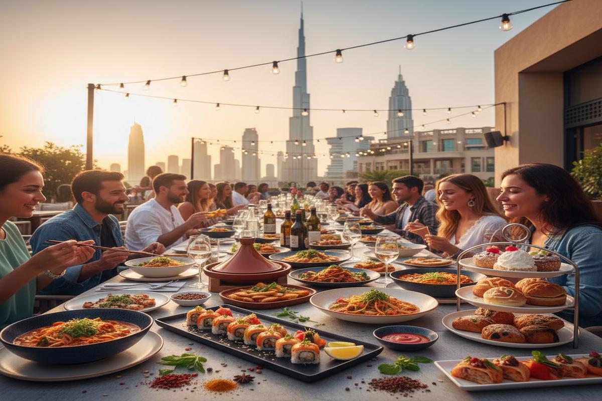 Dubai’de dünya mutfaklarından restoran iç mekanı