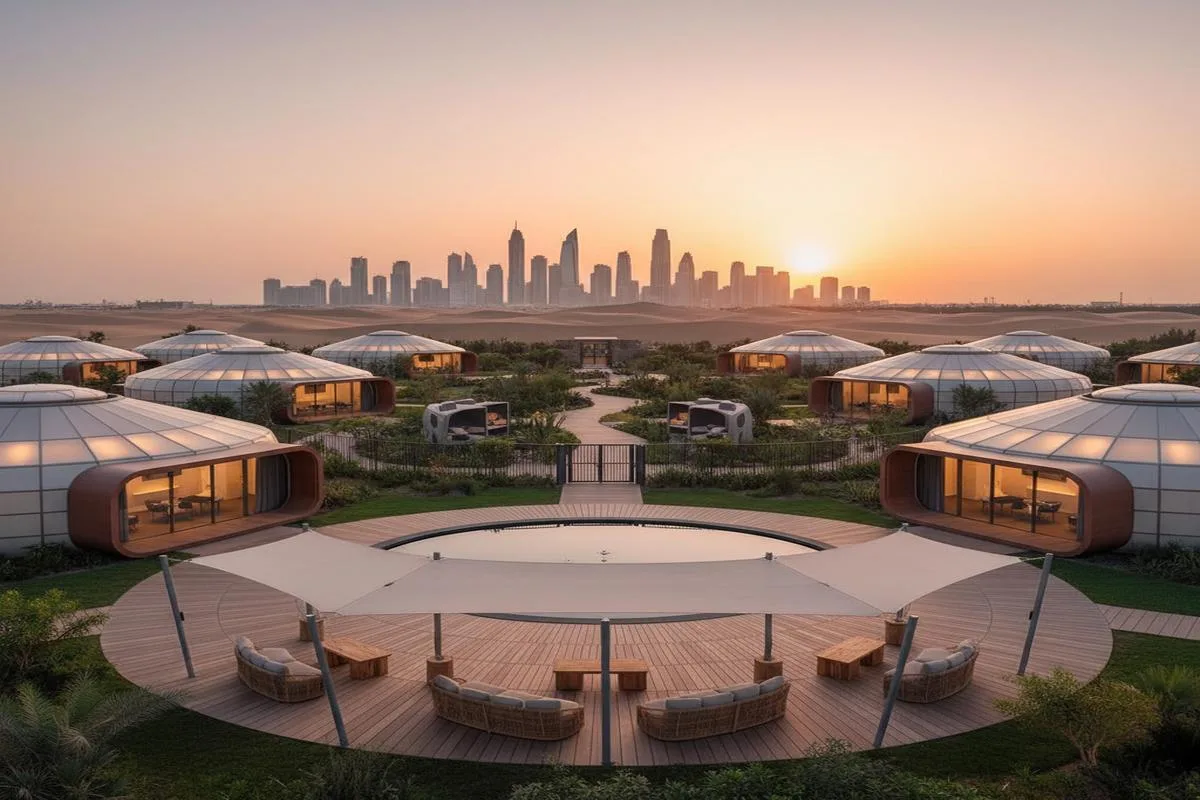 Dubai ESAW Yurt binaları ve öğrenciler