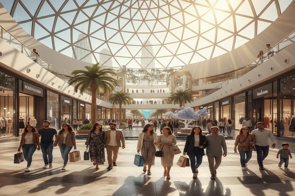 Dubai alışveriş merkezlerinde alışveriş yapan insanlar