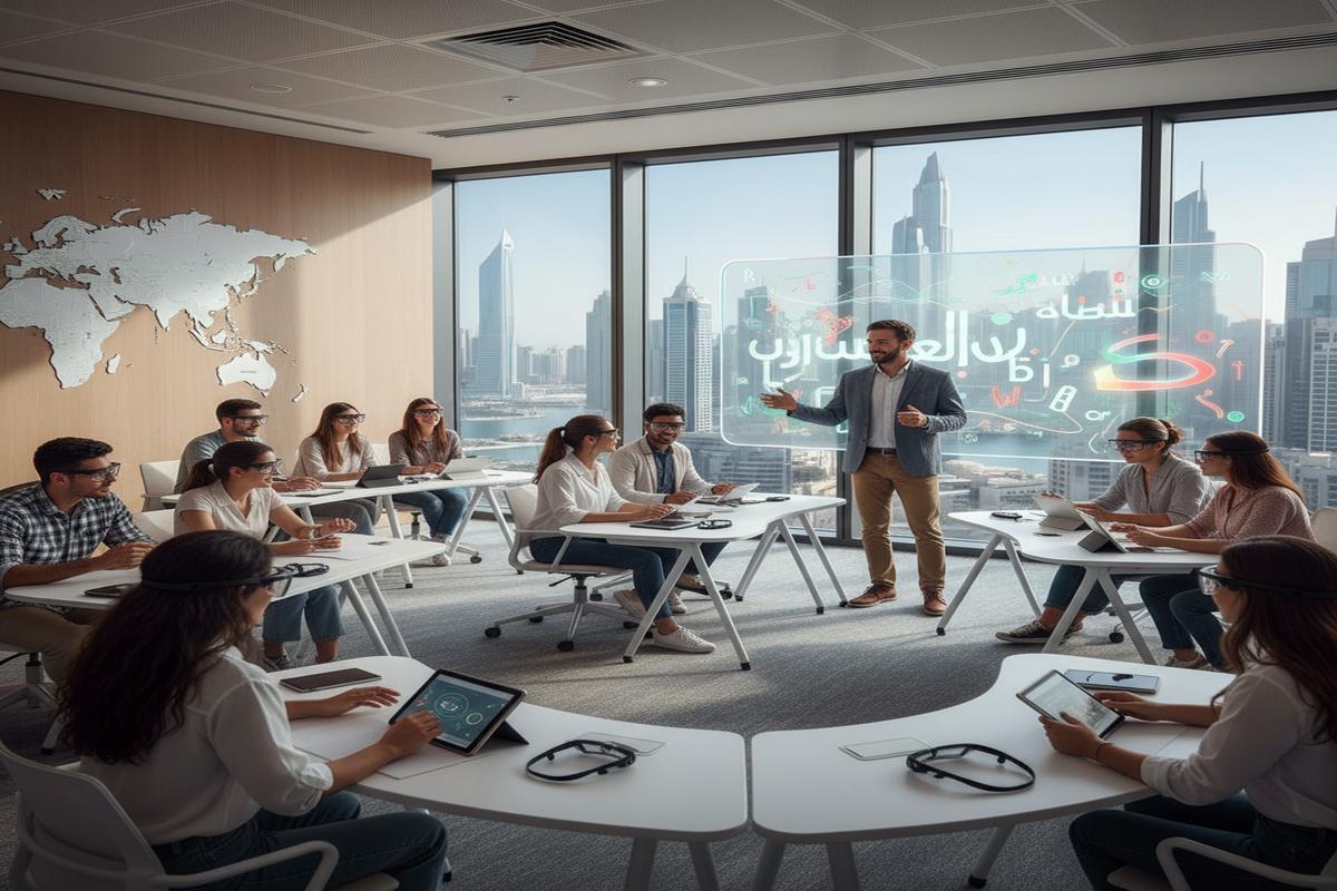 Dubai'de modern dil eğitimi sınıfı