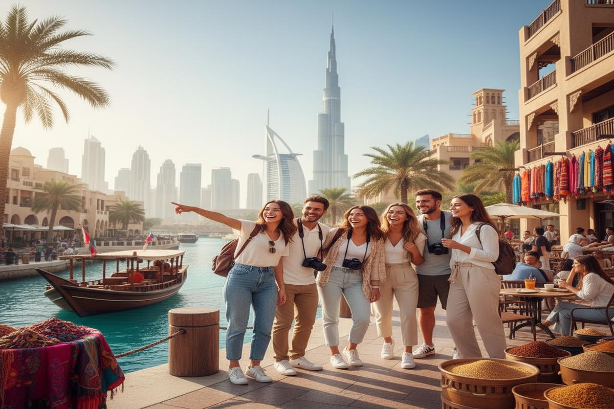 Dubai’de arkadaşlarla sosyal aktiviteler yapan öğrenciler