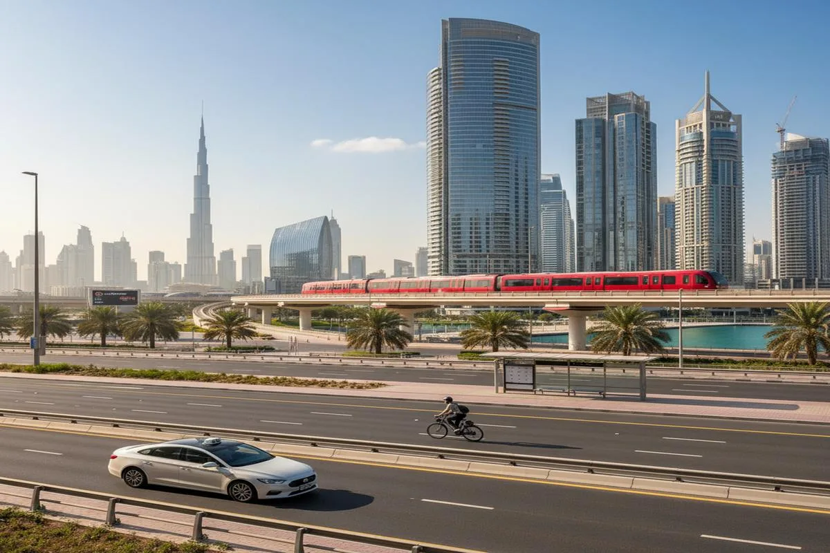 Dubai'de ulaşımla şehrin modern yolları ve toplu taşıma araçları
