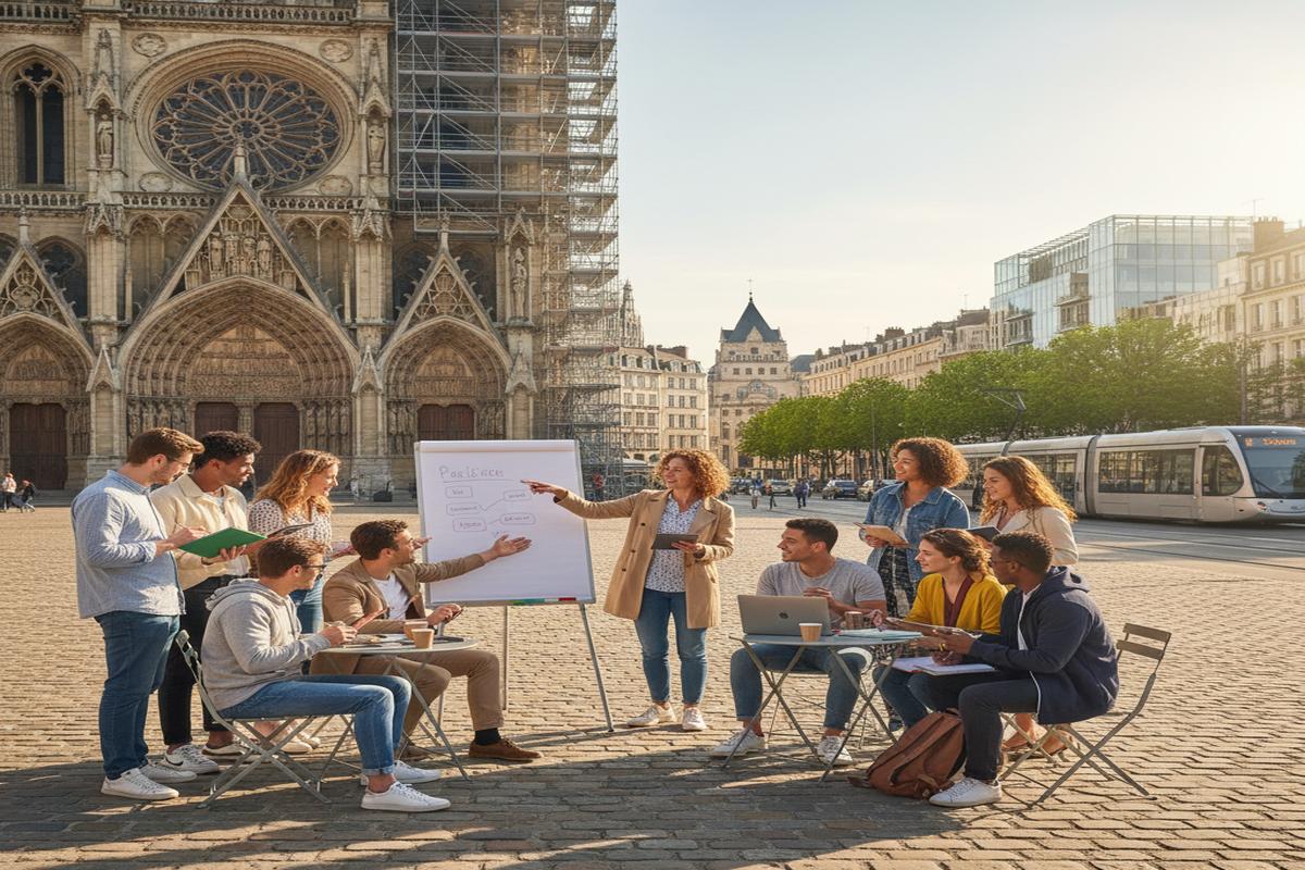 French in Normandy Rouen dil okulunun kampüs binası ve öğrenci ortamı