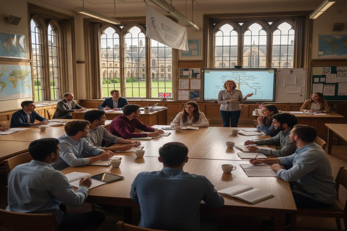 İngiltere'de dil okulunda derslere katılan öğrenciler