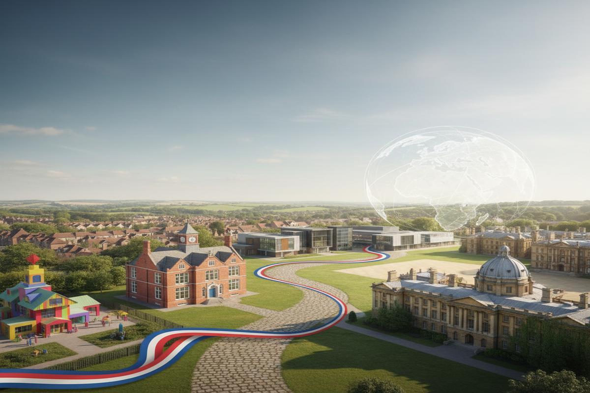 İngiltere eğitim sistemi aşamalarını gösteren şema