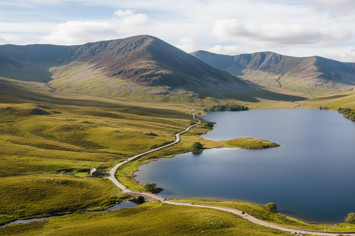İngiltere'de göl ve dağ manzaralı bir milli park