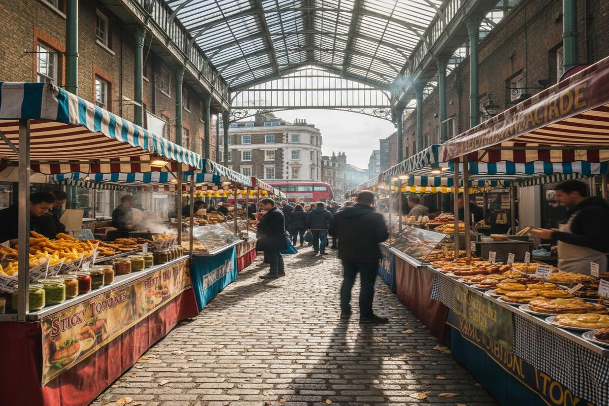 İngiltere sokak lezzetleri ve yemek pazarları manzarası