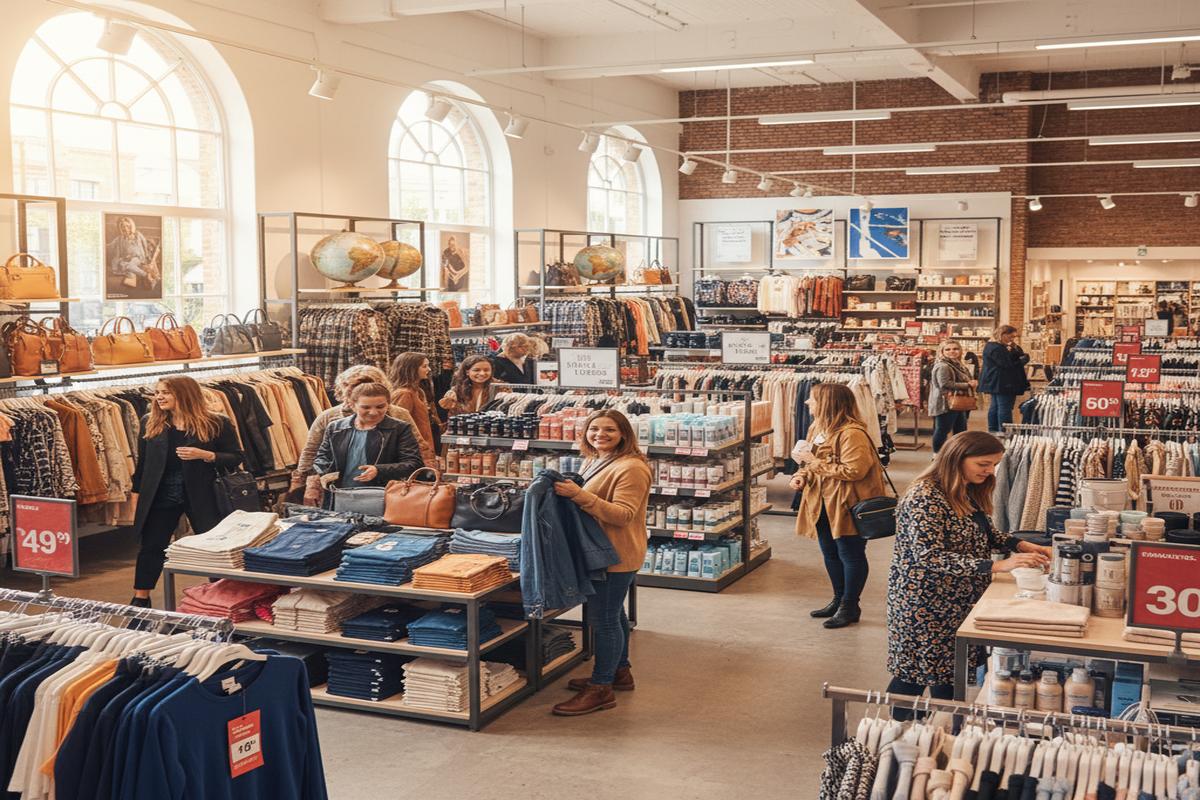 TK Maxx İngiltere mağazasında uygun fiyatlı alışveriş yapan insanlar