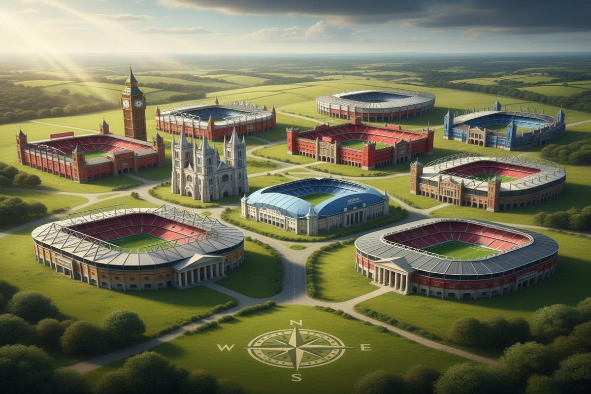 İngiltere'deki ünlü futbol takımlarından oluşan bir kolaj