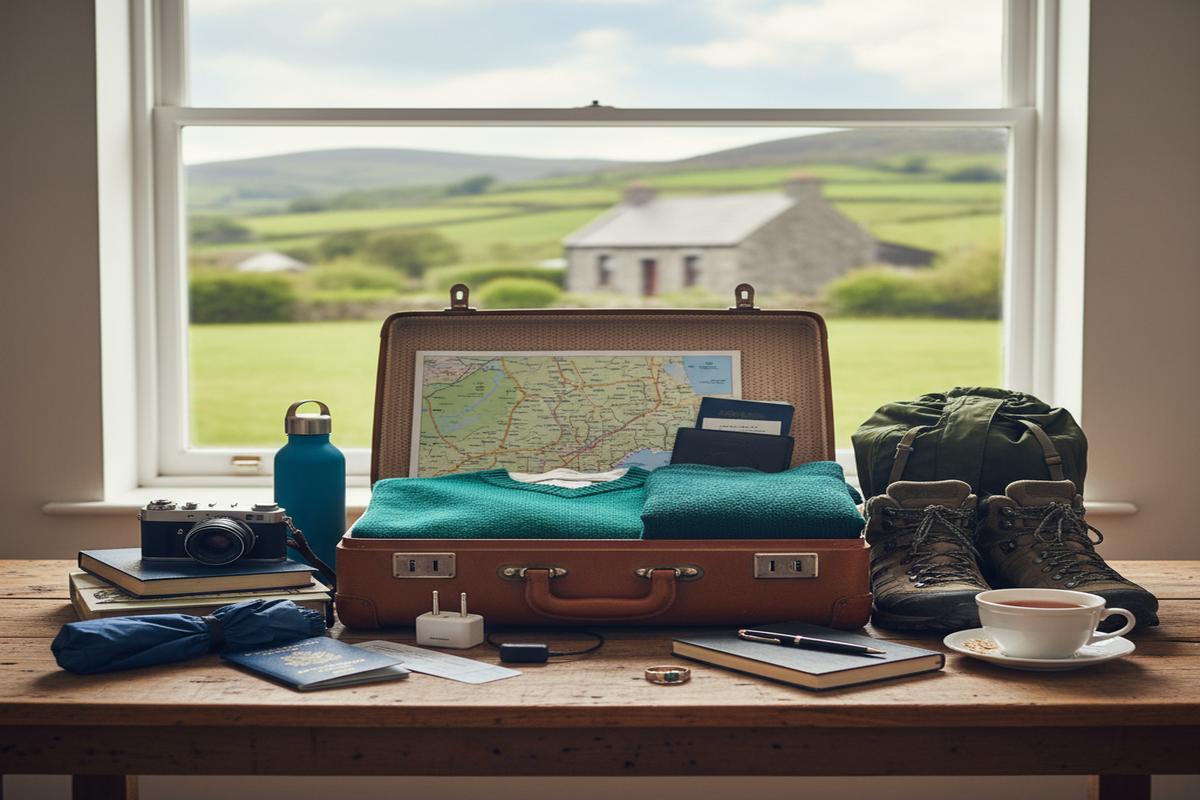İrlanda’ya özel hazırlanmış bir bavul ve seyahat hazırlıkları