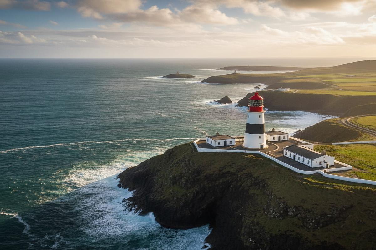 İrlanda'nın tarihi deniz fenerleri ve okyanus manzarası