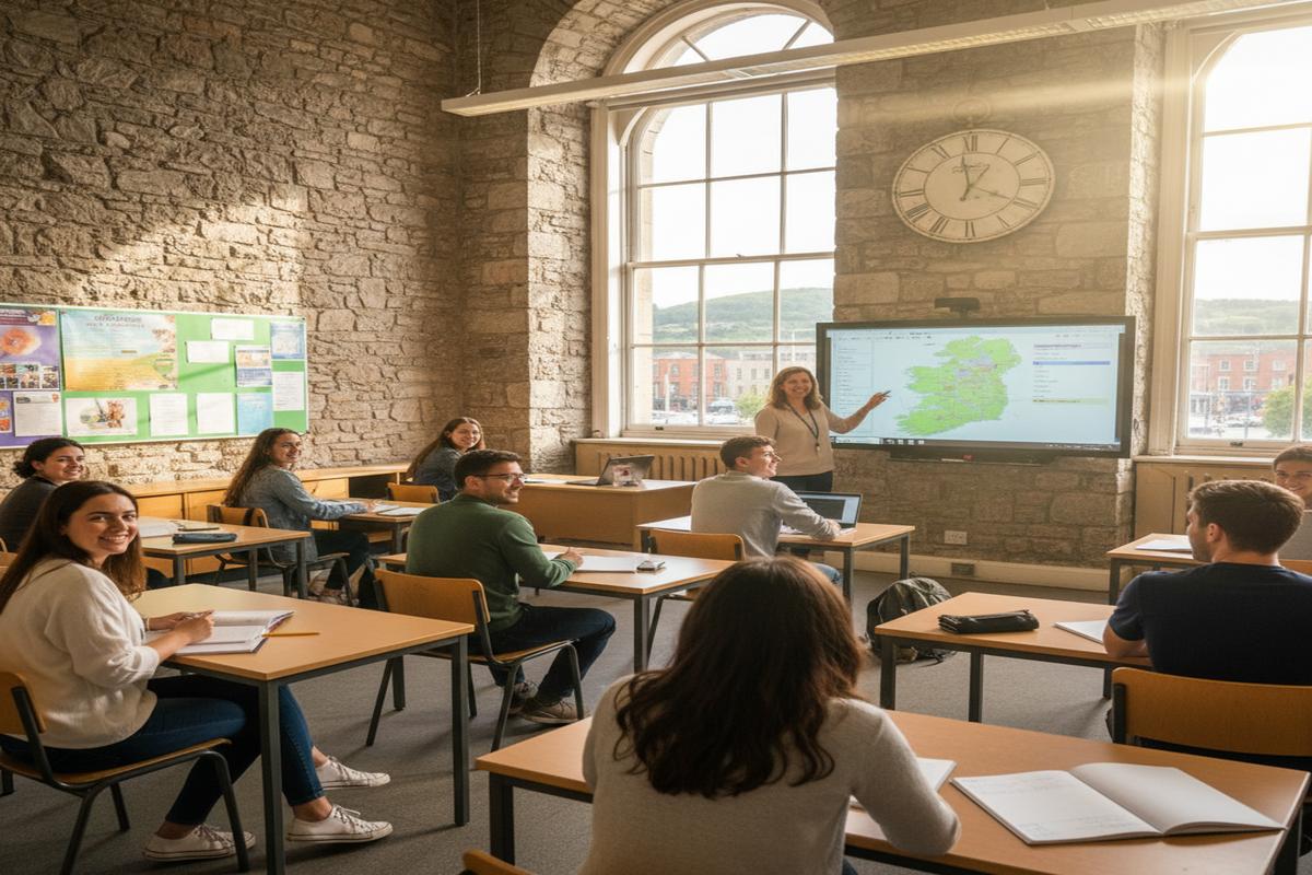 İrlanda dil okulu öğrencileri sınıfta