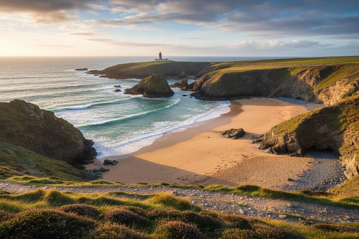 İrlanda'nın ünlü sahil yerlerinden bir plaj manzarası