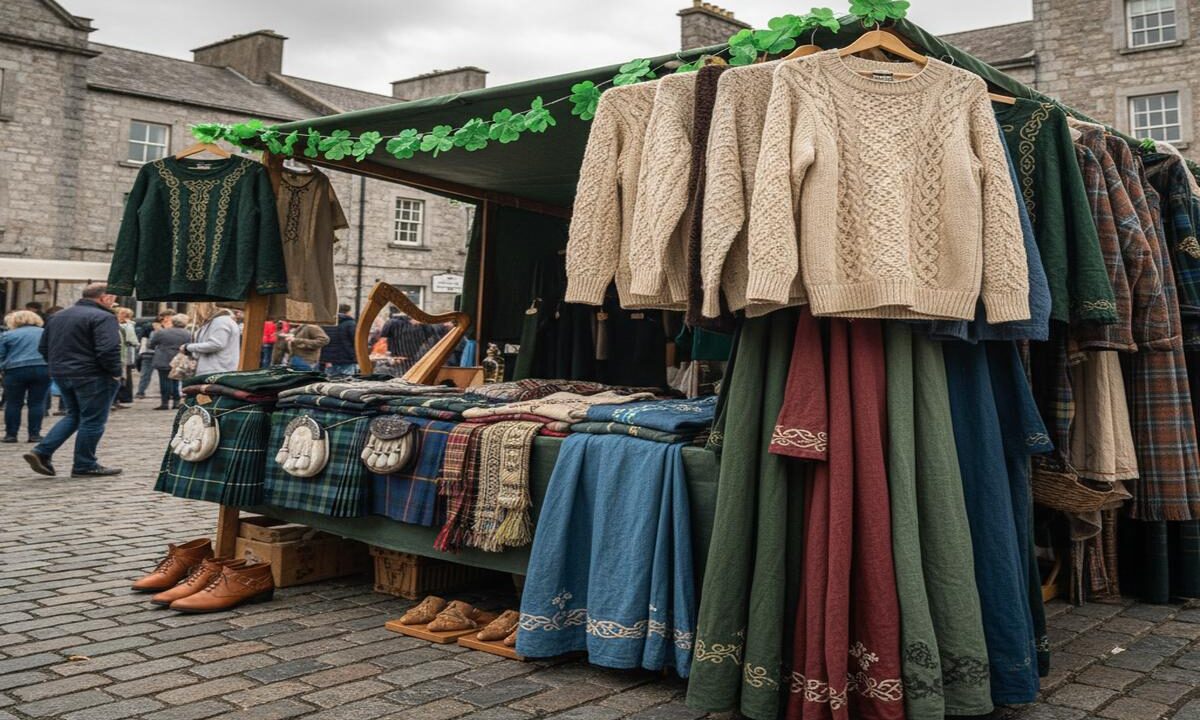 İrlanda Geleneksel Kıyafetler,İrlanda Kıyafet,Cüce Cin Şapkası,Çizgili Pantolonlar,Step Dans Ayakkabıları,Kat Kat Etekler,Galway Şal,Kinsale Pelerin,Aran Kazaklar