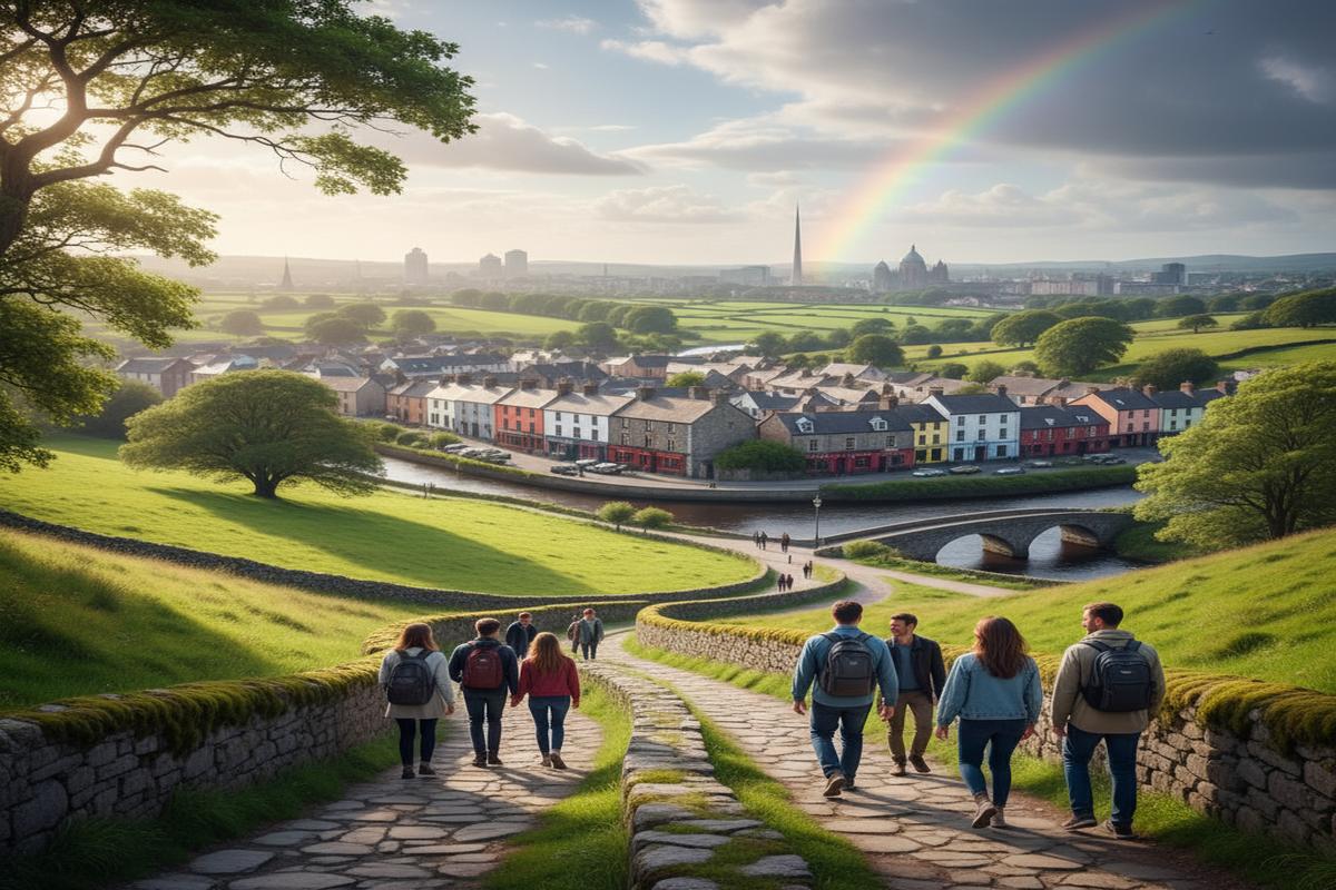 İrlanda şehirlerinde gündelik yaşamı gösteren bir fotoğraf