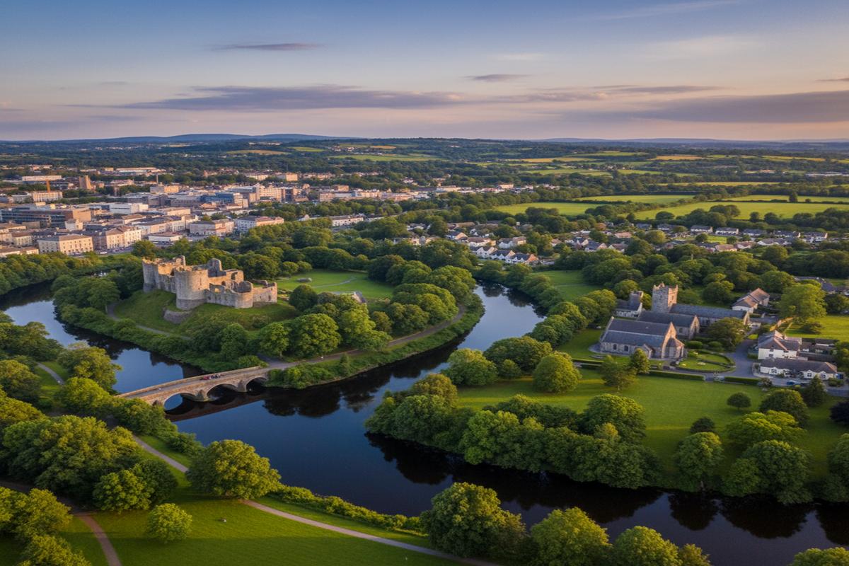 Limerick şehri ve Adare köyünün doğal manzarası