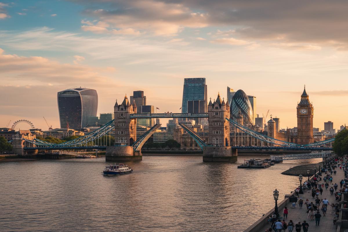 Londra'daki tarihi ve turistik mekanların genel görünümü