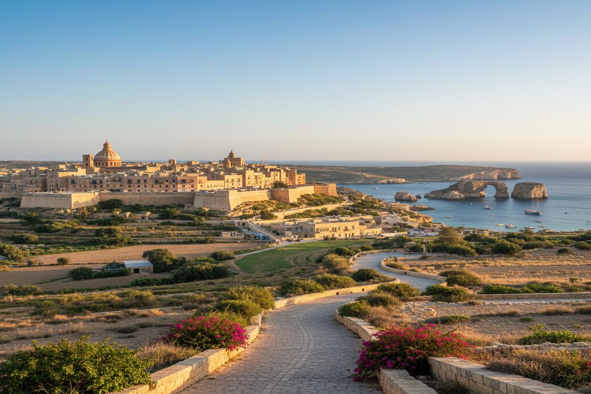 Malta adasının tipik manzarası ve tarihi yapıları