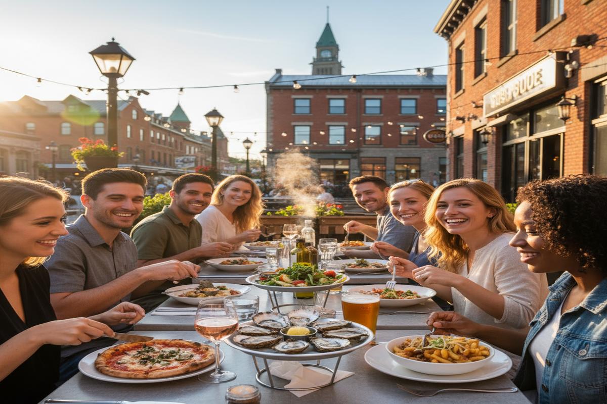 Ottawa'nın popüler restoranlarında yemek yiyen insanlar