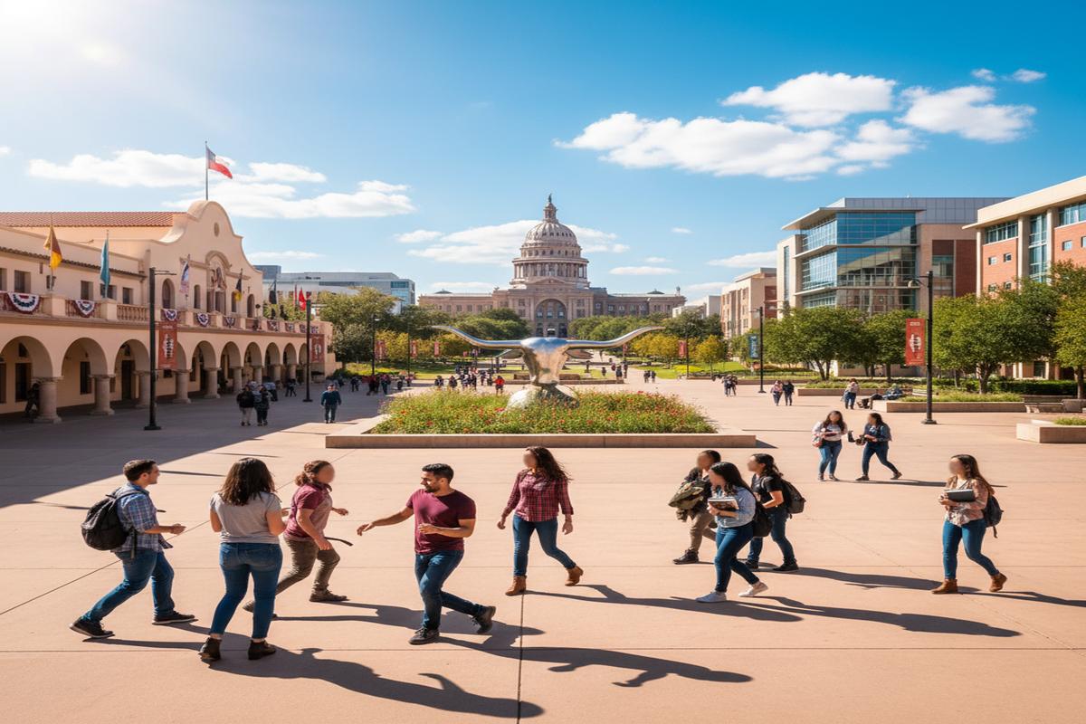 Texas'ın kültürel ve eğitim hayatını yansıtan bir görüntü