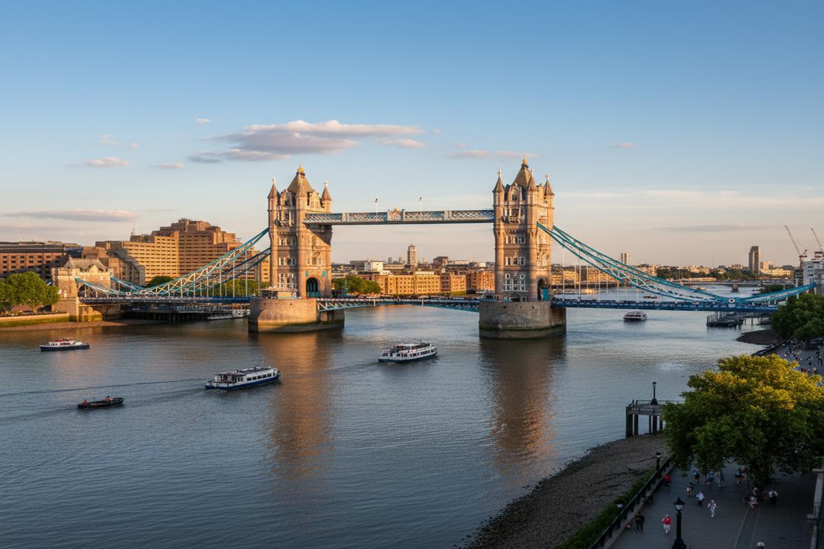 Tower Bridge Londra manzarası ve köprü detayları