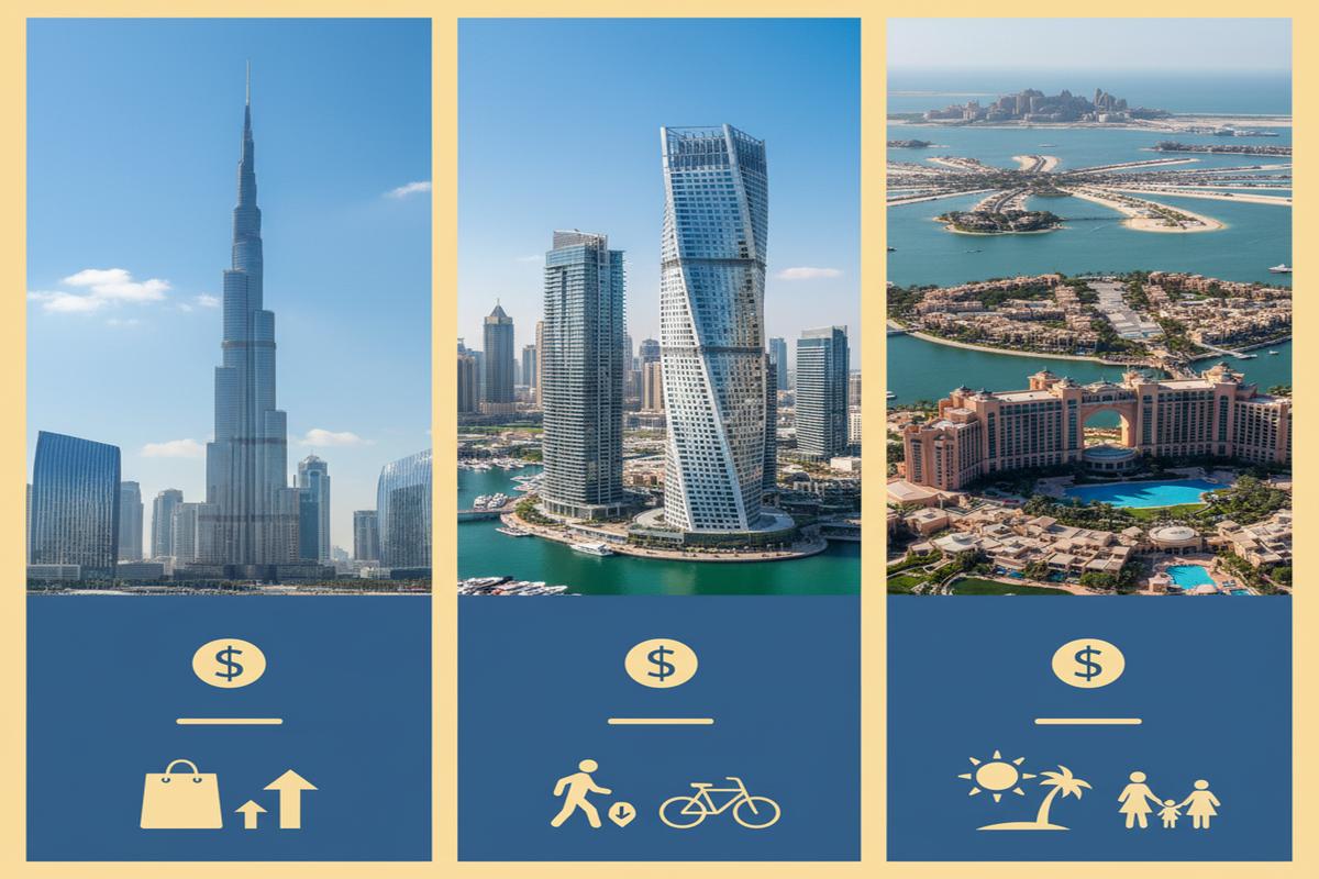 Dubai’de Yaşam: Downtown, Marina, Palm Maliyet Karşılaştırması