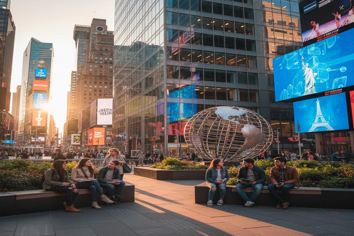 EC New York Dil Okulu Times Square manzarası ve modern binası