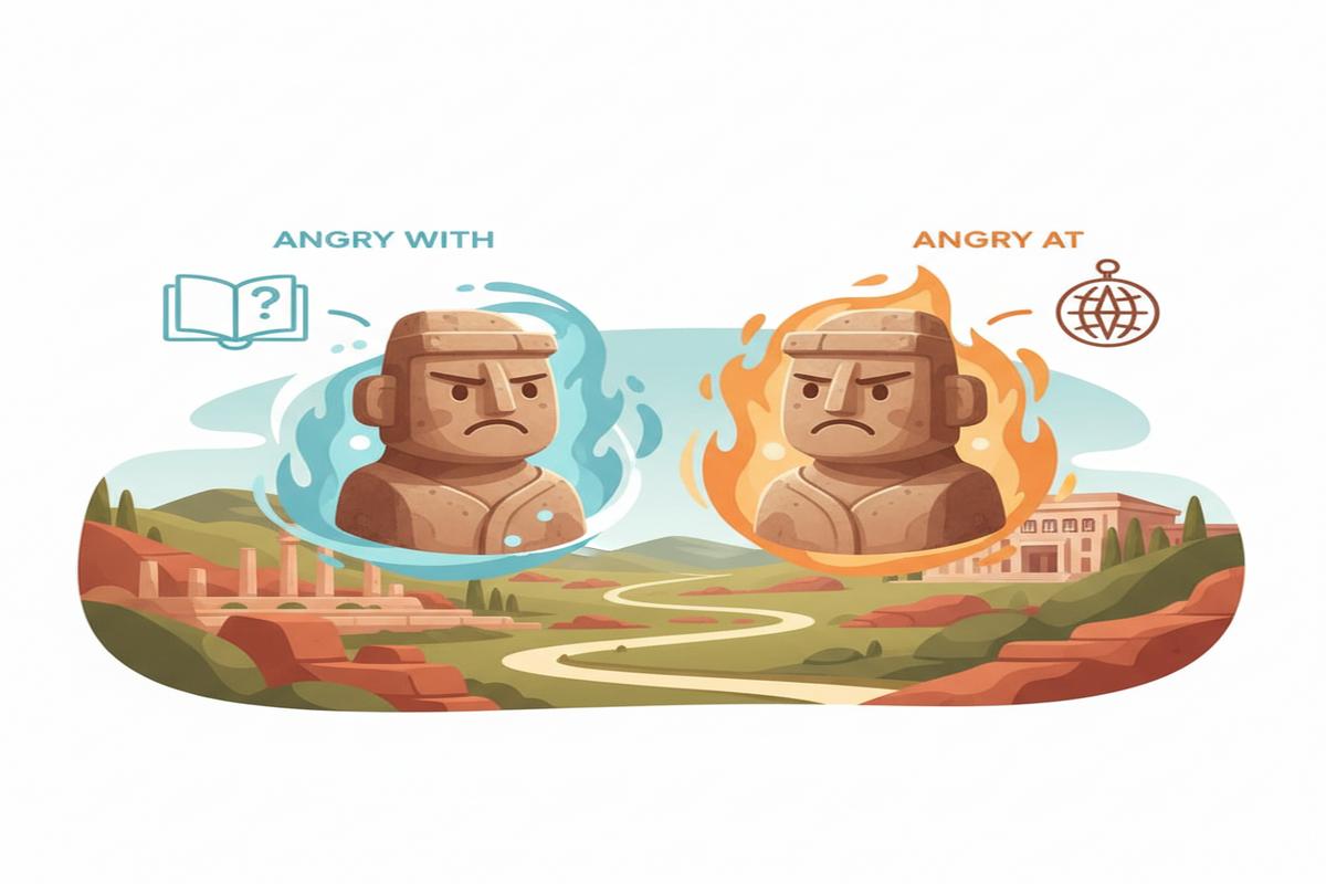 Angry with mi, angry at mi? Doğru kullanım rehberi