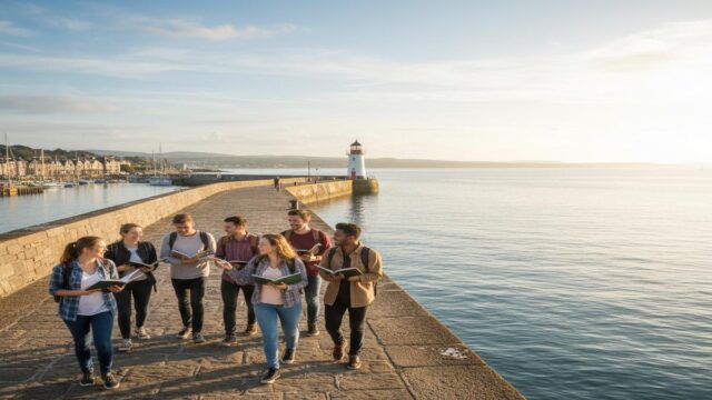 Dún Laoghaire Pier yürüyüşleriyle akıcı İngilizce konuşma
