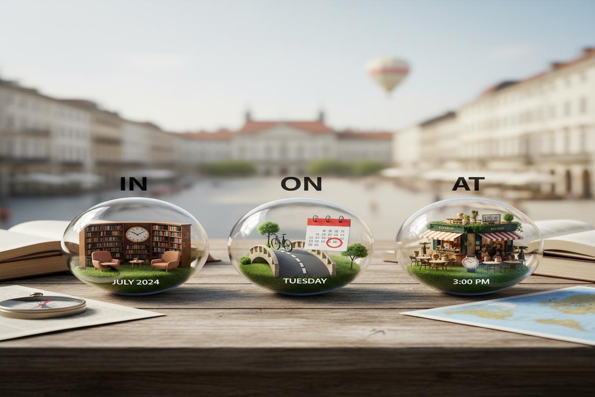In, On, At: Zaman ve Yerde Doğru Kullanımın Pratik Rehberi
