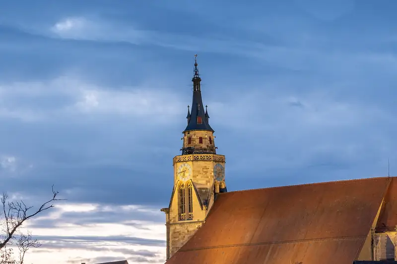 Tübingen Neckar kıyısı ve Stiftskirche